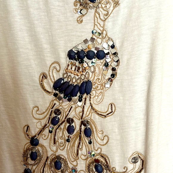 🆕 Chico’s Peacock Bling smooth scoop top, 3/4 sleeve in ecru - Picture 6 of 9